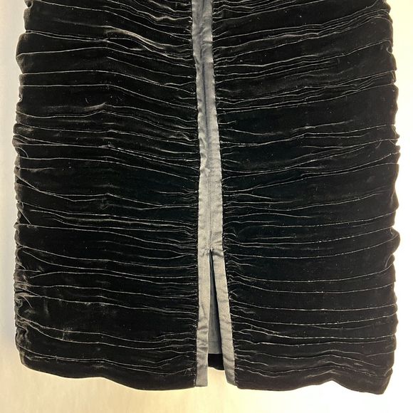 INC International Concepts Pencil Skirt Womens 4 Black Ruched Velvet Formal - Picture 6 of 14